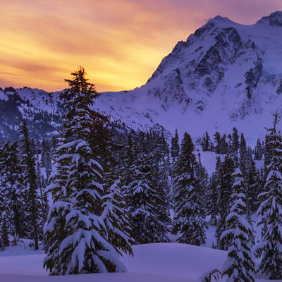 Mountain winter sunset