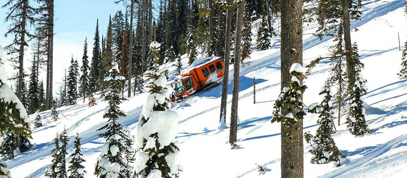 snowcat on a mountain slope